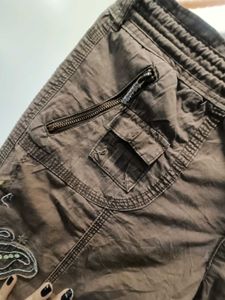 Whimsical Brown Embellished Cargo Pants