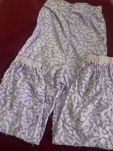 Lilac Beaded Top &amp; Jogger Set Party Wear