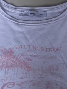 MANGO White Graphic Tee