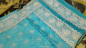 Prize Drop Alert.....🔥Beautiful Sky Blue Glitter Border Saree.....😘🔥