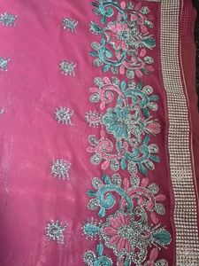 Pink Embellished Saree
