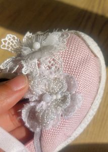 Cute Pink Baby Shoes with Flowers