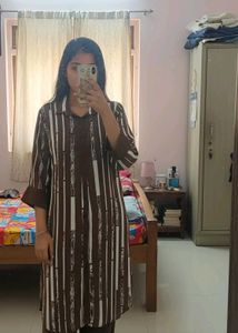 😍SALE😍Brown & White Striped Kurti with Pant Set
