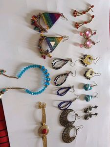 9 Pairs Earrings With 2 Bracelet
