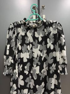 Black And White Knee Length Top