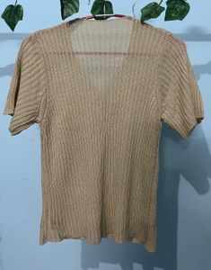 Ribbed Button-Down Top
