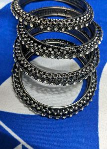 Black Metal Bangle Set 4 Piece