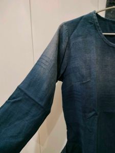 Dark Blue Top With Denim Look