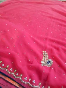 Elegant Pink Embroidered Saree