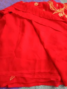 Red Embroidered Saree