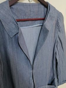 Blue Ruffle Detail Jacket