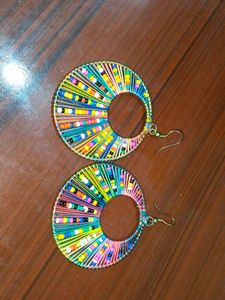 Colorful Beaded Hoop Earrings