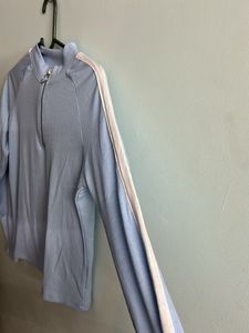 Blue Ribbed Full Sleeve Active Wear