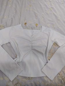Cute White V Neck Top