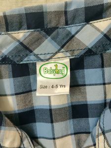 Blue Check Full Sleeves Shirt For Boy 4-5 Year