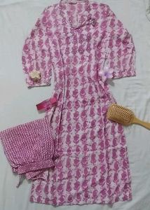 Pink Printed Kurta Set🌺