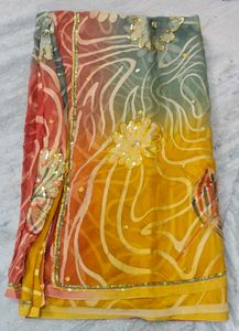 Ombre Saree with Stitched Blouse