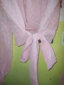 Pink Polka Dot Sheer Top