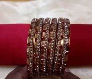 Sparkling Red &amp; Gold Bangles