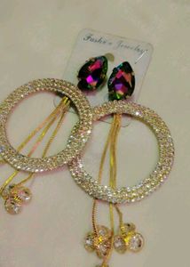 Sparkling Crystal Hoop Multicolour Earrings