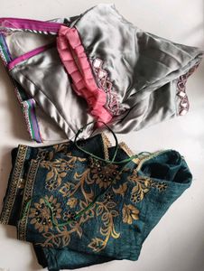 Gray Blouse with Mirror Details