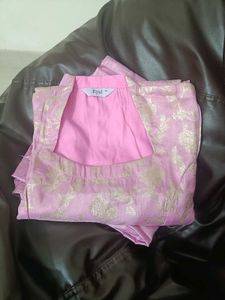 Pink Floral Brocade Kurti