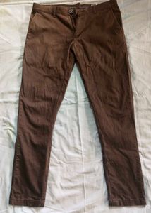 Brown Straight Fit Pants