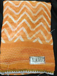 ORANGE ZIG ZAG DESIGN BRAND NEW SAREE