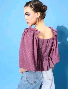 Chic Purple Tie-Front Crop Top💜x