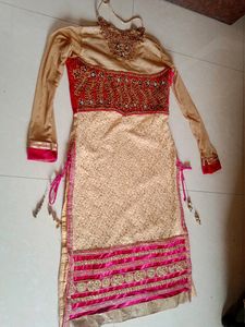 Pink And Gold Party Wear Suite