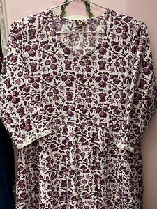 Lavender And White Colour Kurta