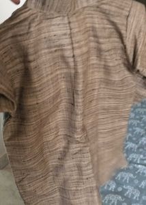 Khadi Brown Silk Kurta And Black Churidar