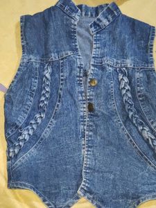 Denim Vest with Braided Detail