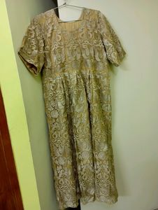 Embroidered Golden Net Gown