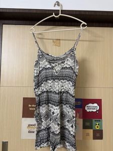Backless Cute Printed Romper with pockets