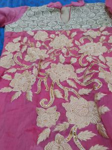 Pink Embroidered suit with bottom and dupatta