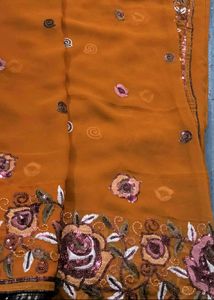 Mustard Embroidered Saree 💛