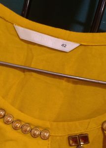 ONLY BRAND MUSTARD COLOUR EMBELLISHED KURTA. SIZE M