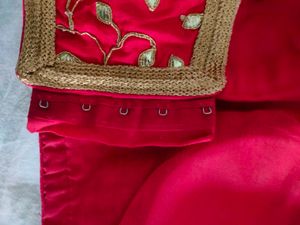 Red Embroidered Saree Blouse