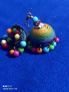 Colourful Jhumka With Multicolour Beads
