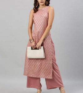 Dusty Rose Printed Kurta Palazzo Set