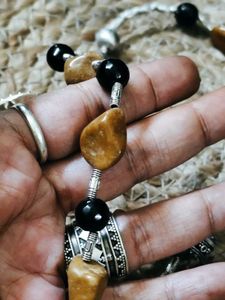 Vintage Tiger Eye And Black Onyx Necklace