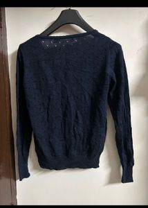 Navy Cardigan with Lace Detail