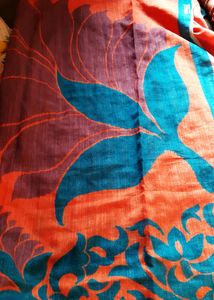 Orange Cotton Saree