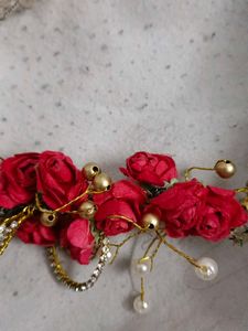 Red Rose &amp; Pearl Hair Clip