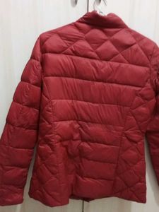Red Puffer Jacket white tshirt(free)