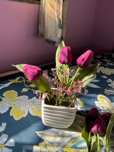 Set Of 1 Artificial Tulip Pink! With3 Xtra Flowers
