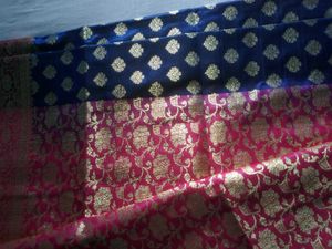 Blue &amp; Pink Pure Katan Benarasi Saree