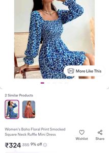 Floral Print Blue Mini Dress