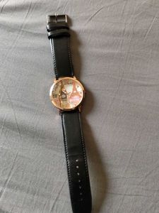 Black Strap  Watch With Oversize  Dial